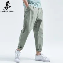 Пионерский лагерь, простые повседневные мужские брюки, хлопковые тонкие прямые брюки, модные свободные однотонные черные/светильник, зеленые мужские штаны AXX901032