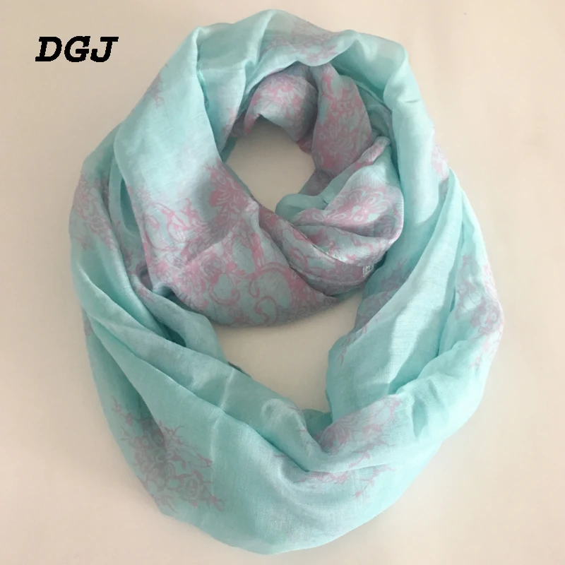 

2019 Fashion Lightweight Flowers Print Polyester Ring Scarf Thin Infinity Small Women Loop Scarves 180*50cm