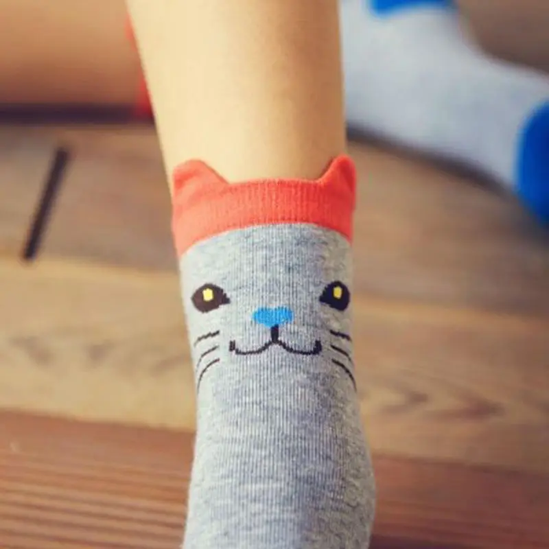 Harajuku Japanese Cartoon Cat Lovers Cotton Women's Ankle Socks Spring Winter Style Creative Girls Fashion Lady socks sport