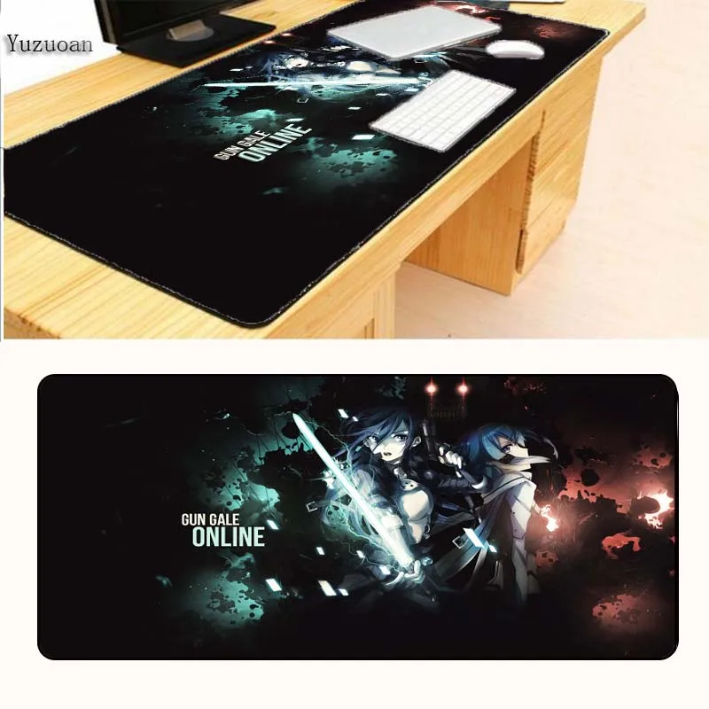 Yuzuoan Art Online Anime Japan Gaming keyboard Mouse Mats Large Lock Edge Pad For CSGO DOTA 2 Drop