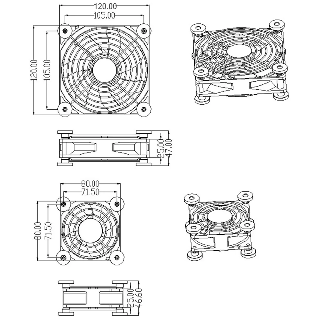 120mm PC Computer 16dB Ultra Silent Fan Heatsink Cooler Cooling w/ Anti-Vibration Rubber,12CM Fan For Computer Cabinet Cooling