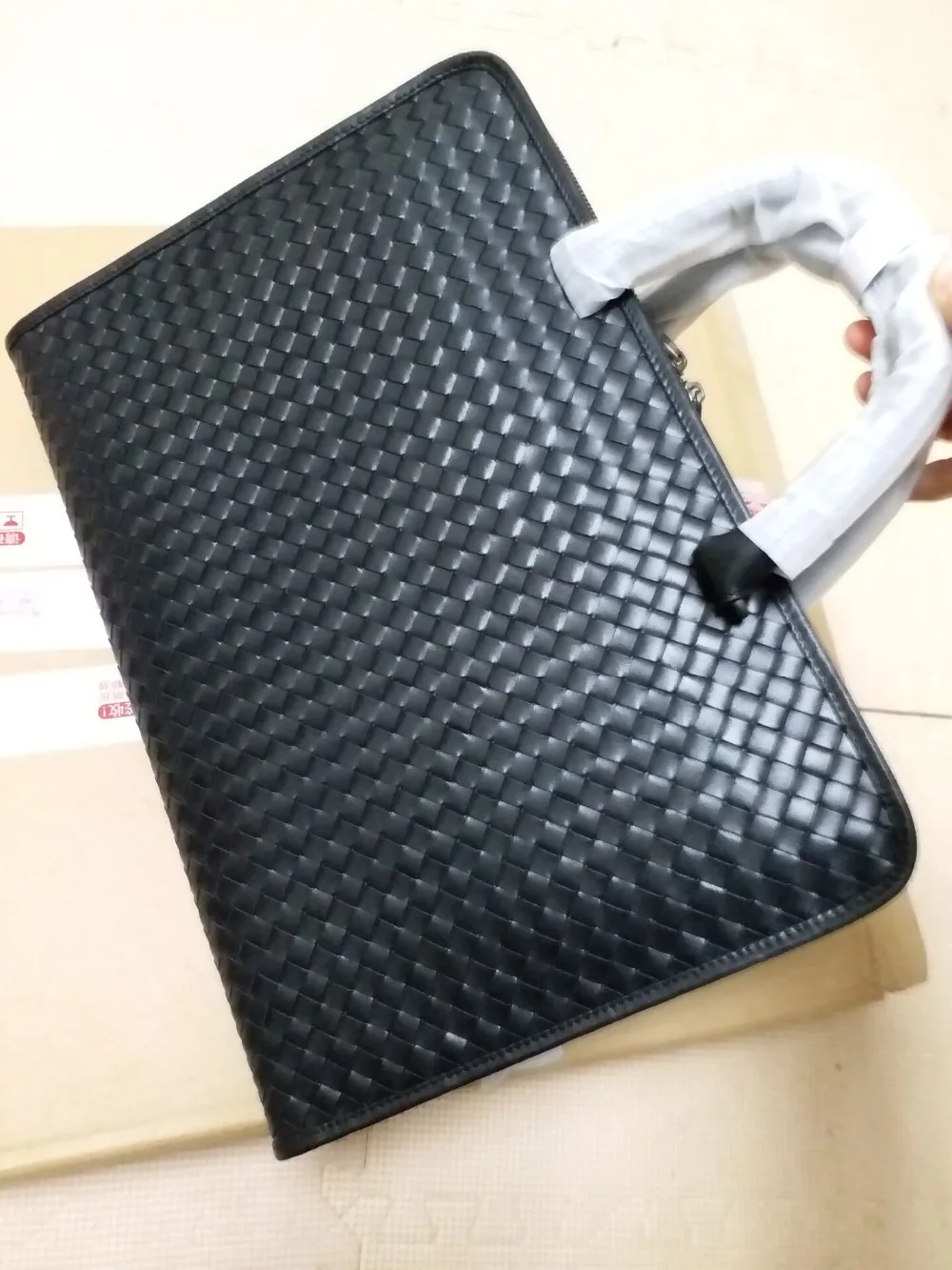 

HJKL Luxury Brand Genuine Leather Handbag Cowhide Business briefcase High Quality Commercial Computer Messenger Woven Bags