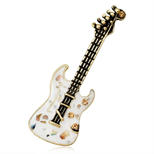 Dnabihuabi 2 стиля гитары формированные Броши Эмаль Abalone оболочки аксессуары для одежды Музыкальные инструменты Нагрудный значок клуба брошь - Окраска металла: AF085-A