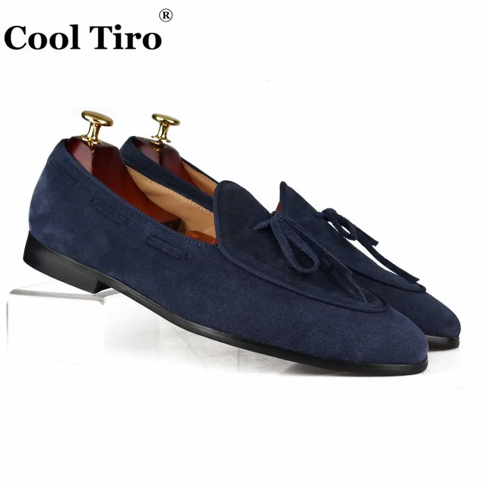 Dark BLUE SUEDE LOAFERS WITH LEATHER BOW (1)