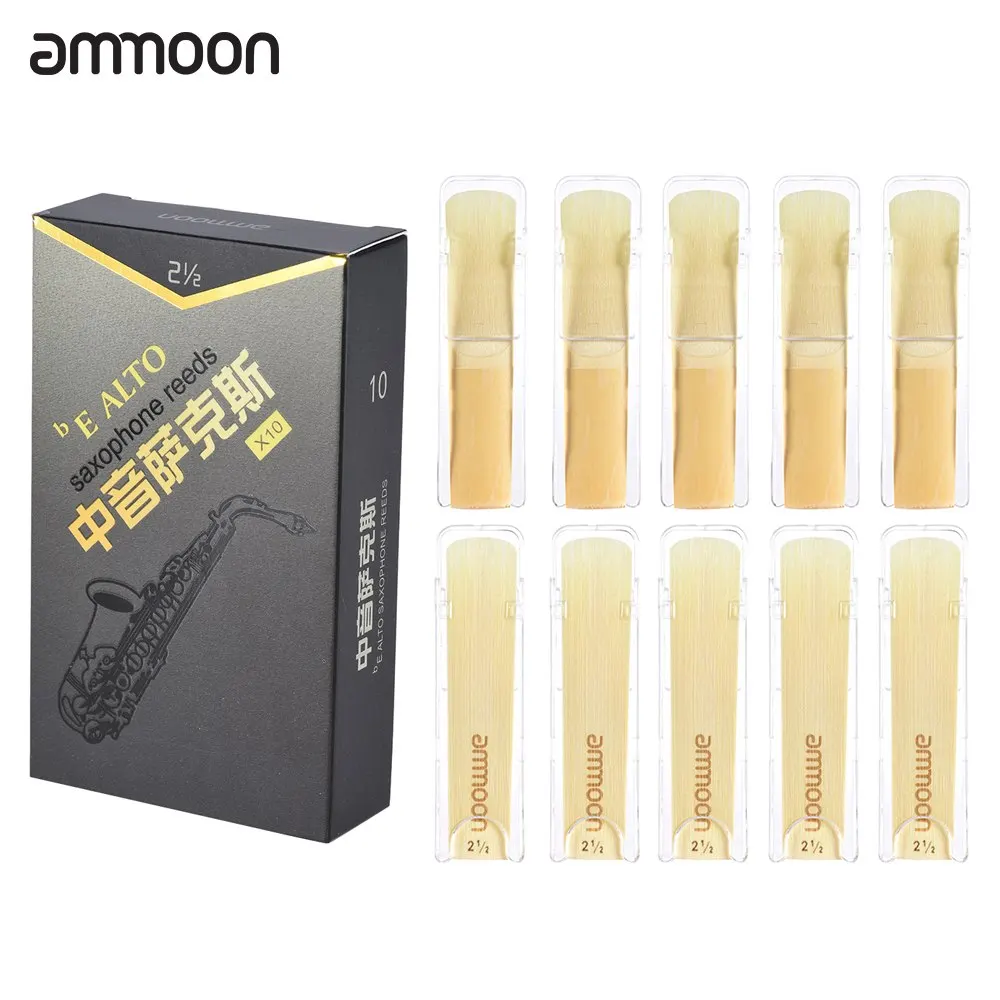 

ammoon High Grade Eb Alto Saxophone Sax Bamboo Reeds Strength 2.0/2.5/3.0(optional) 10pcs/ Box