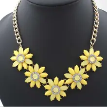 Hesiod преувеличенные акриловые хрустальные ожерелья-чокер элегантные подсолнухи короткая цепочка массивные ожерелья и кулоны женские подарки