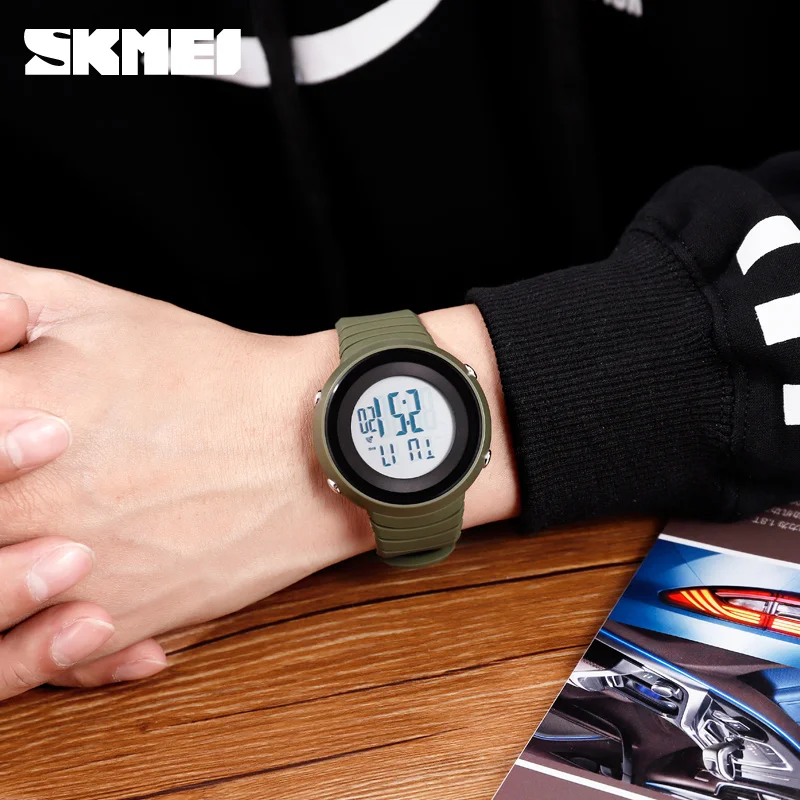 SKMEI 1507 Мужские Цифровые спортивные часы Chrono с будильником и подсветкой