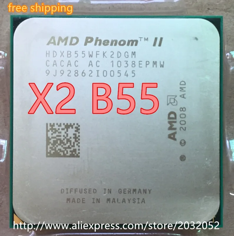 AMD Phenom II X2 B55 Процессор двухъядерный процессор(3.0 ГГц/6 м/80 Вт/ 2000 ГГц) socket AM3 AM2(работа