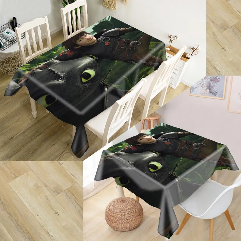 

How To Tarin Your Dragon Tablecloth 3D Oxford Fabric Square/Rectangular Dust-proof Table Cover For Party Home Decor TV Covers