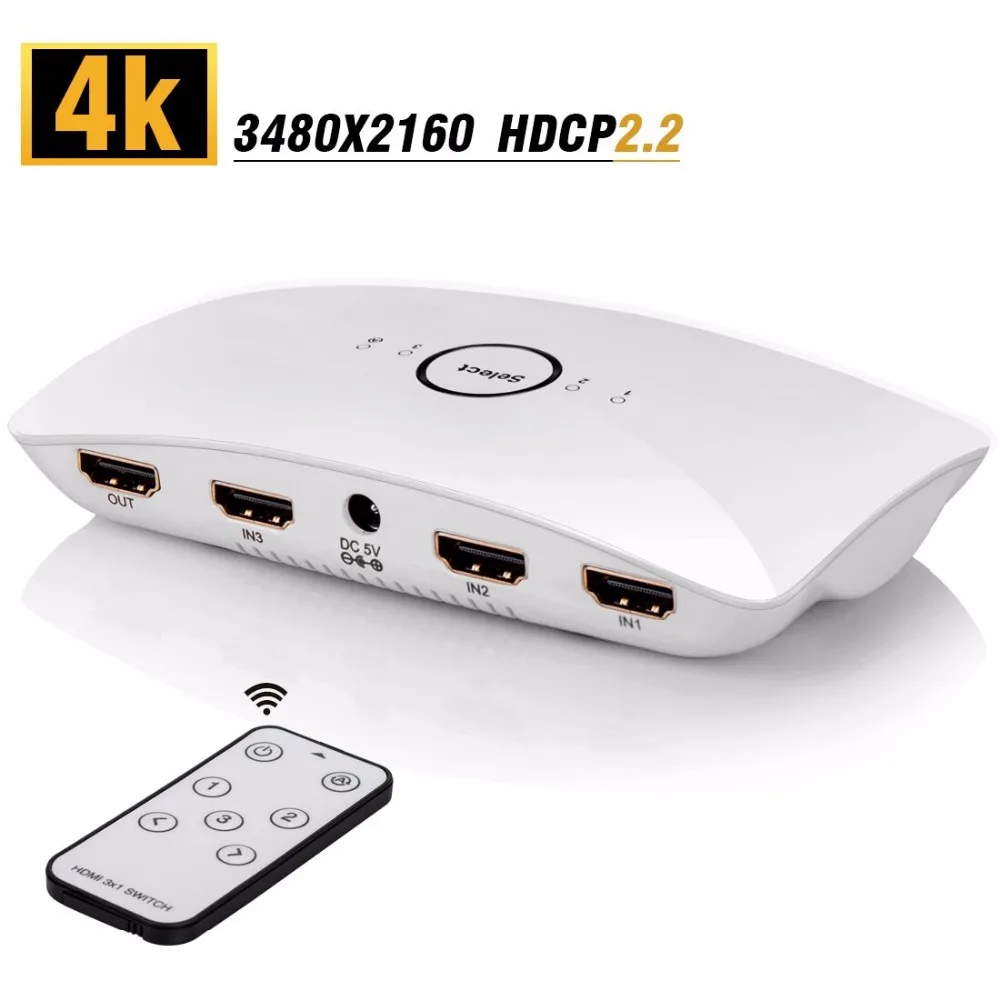 

4K HDMI 2.0 Switch 3 In 1 Out HDCP2.2 4K 60Hz HDMI ARC Extractor SPDIF & RCA L/R Audio Out HDMI Audio Extractor Remote Control