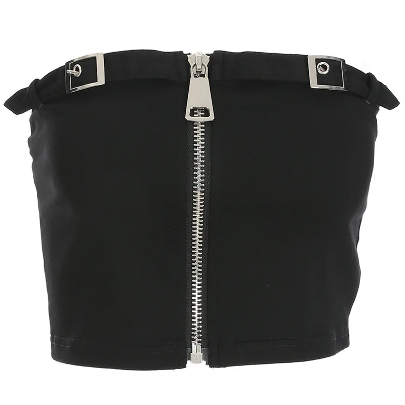 

Sexy Crop Top Women Strapless Boob Tube Ladies Stretch Bandeau Bra Zip Crop Tops 2019 Fashion Party Plain Shirt