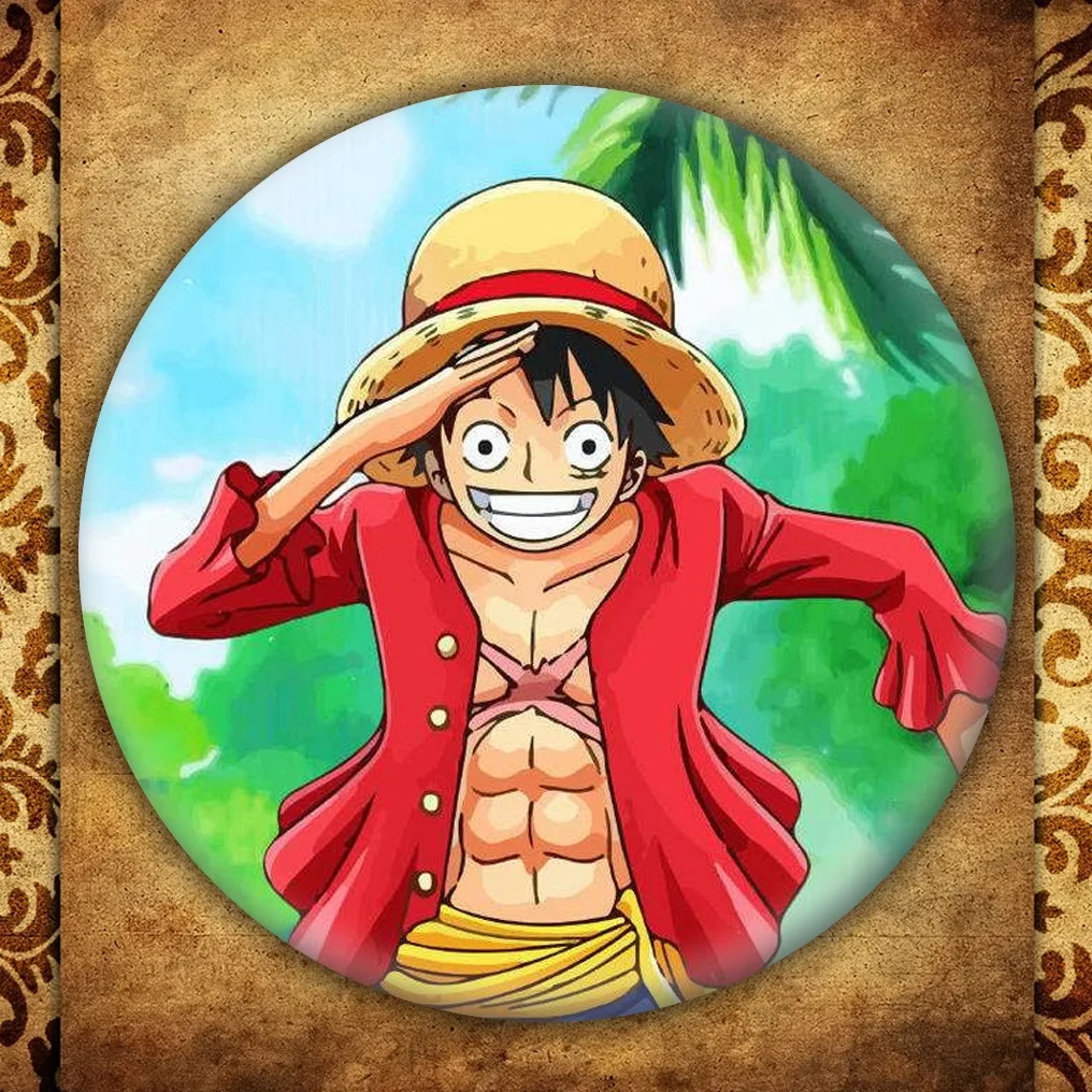 Аниме One Piece бейдж с дисплеем Fashion Japanese мультяшная фигурка Luffy Nami Roronoa Zoro брошь