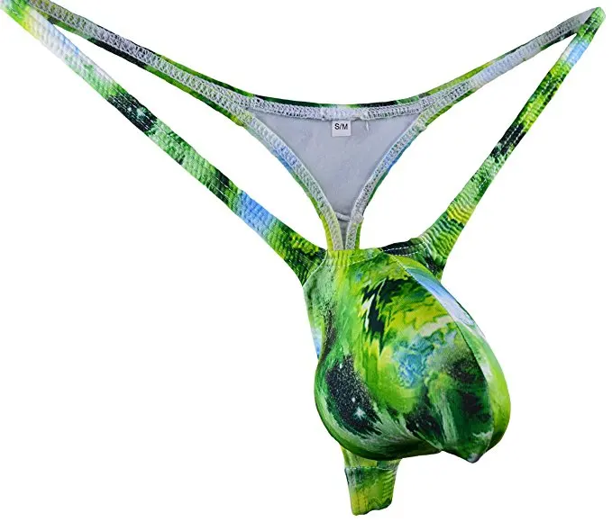 

Men's G-string String Beach Thong Contoured Pouch Bulge Gay Straight T-back Green Flower