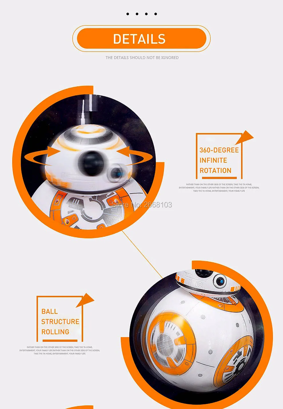 wars rc bb 8 droid robô 2.4g