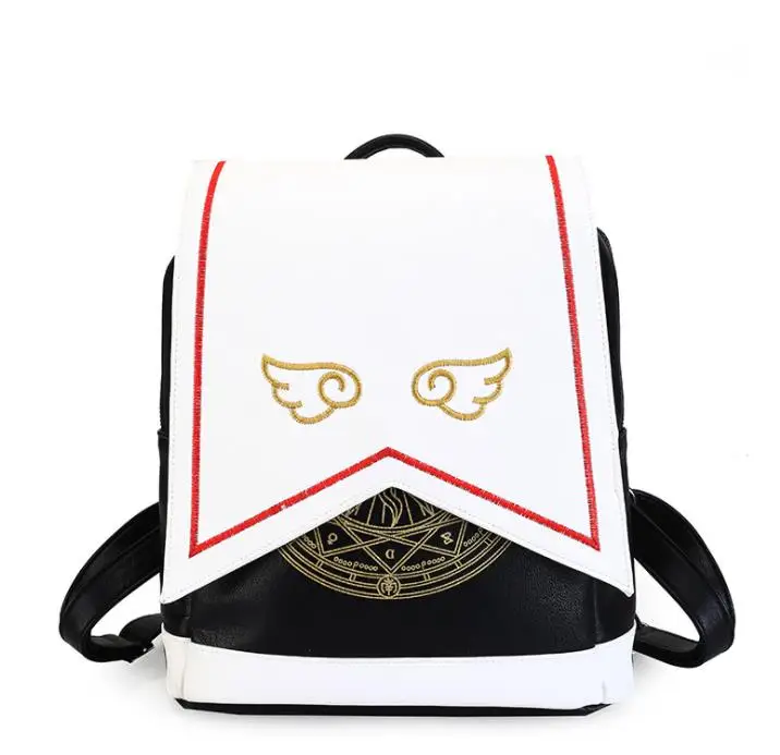 

PU Women Backpack With Angel Wings Anime Card Captor SAKURA Kawaii Mini Backpack Cardcaptor Sakura Printing School Bags Sac