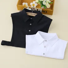 Хлопковая Корейская парчовая черно-белая рубашка для женщин с фальшивым воротником, женская рубашка со съемным воротником