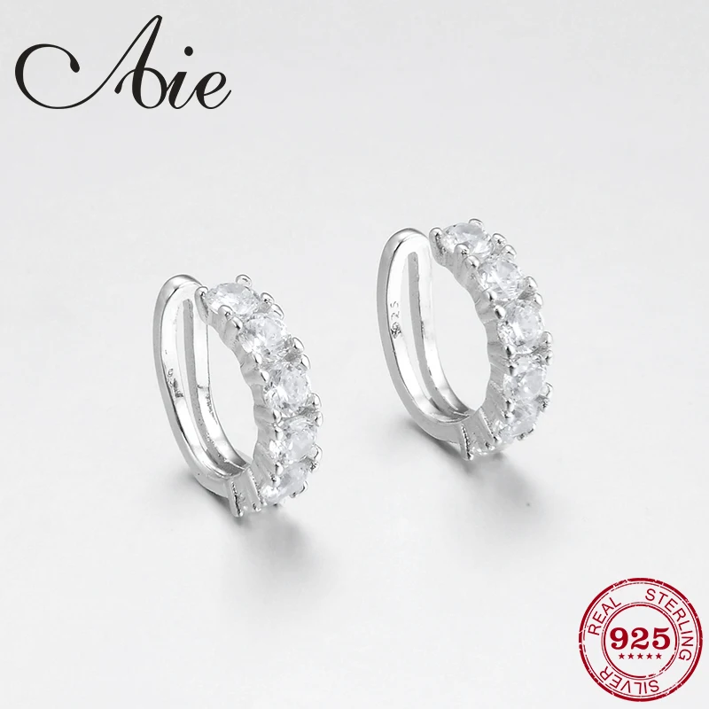 

Full of personality 925 Sterling Silver DIY fashion fine clear CZ round shape Clip Earrings luxury Party Jewelry