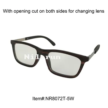 

high quality light thin ebony wood optical eyeglasses with metal temples