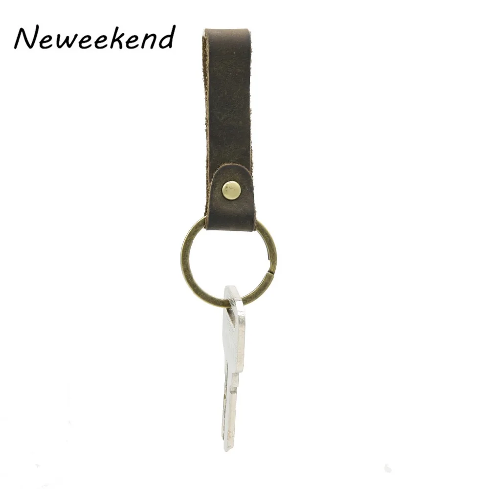 Low Price Vintage Genuine Cowhide Leather Keychain Key Ring Keys