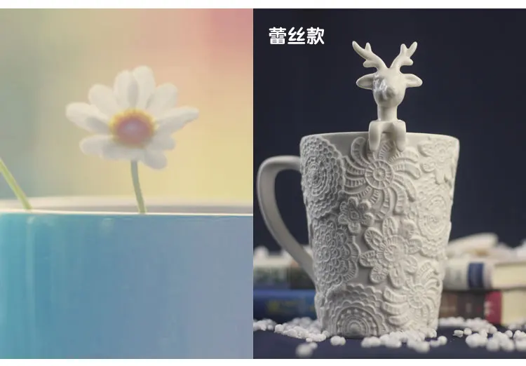 3D Amimal парные чашки с крышкой Рождественские кружки милые тисненые Milu олень кофейная кружка молочный чай чашки Снежная керамическая кружка креативный подарок
