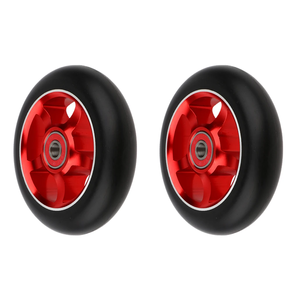 2pcs Replacement 100mm Push/Kick/Stunt Scooter Wheels with Bearings & Bushings