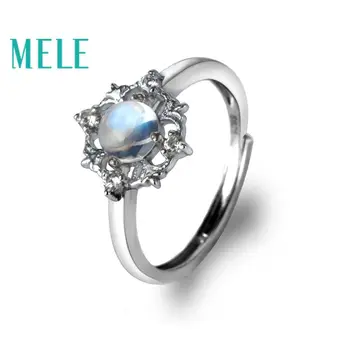 

Natural blue moonstone 925 sterling silver rings for women and girls,Fashion lace trendy and simple gems jewelry