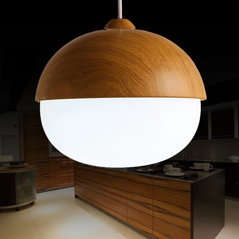 Moderne glazen hanglamp armaturen met witte ring mat glas lampenkappen hout materiaal keuken bar binnen verlichting.jpg