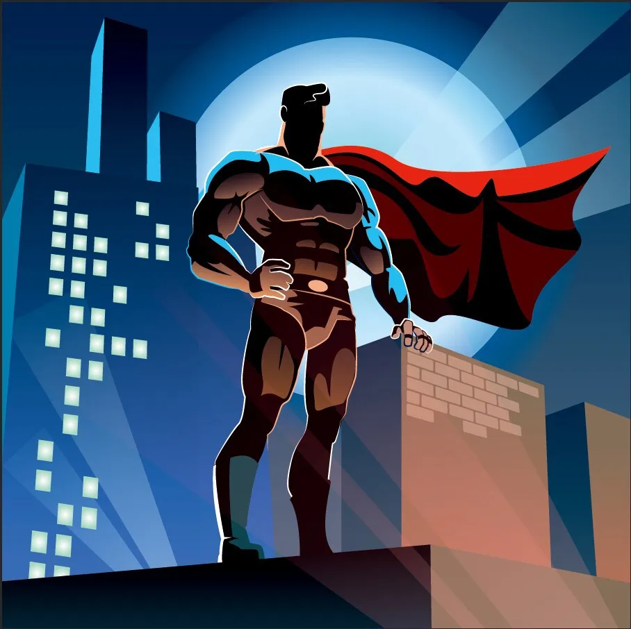

8x8FT Superman Super Hero Skyscraper Moon Night Cartoon Boy Kids Children Photography Studio Backdrops Backgrounds Vinyl 10x10