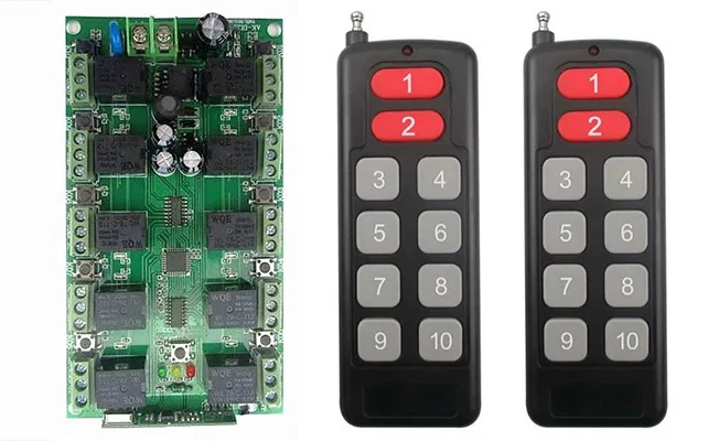 

DC 12V 10A 10CH 10 channel RF Wireless Remote Control system Receiver+Transmitter Individual learning code Garage Doors/shutters