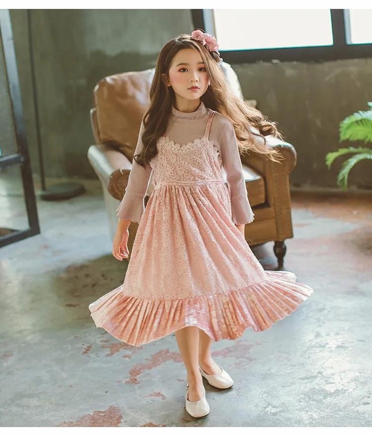 lace teenage girl party dress baby pink summer spring 2018 sleeveless elegant kids dresses for girls princess sundress clothing (9)