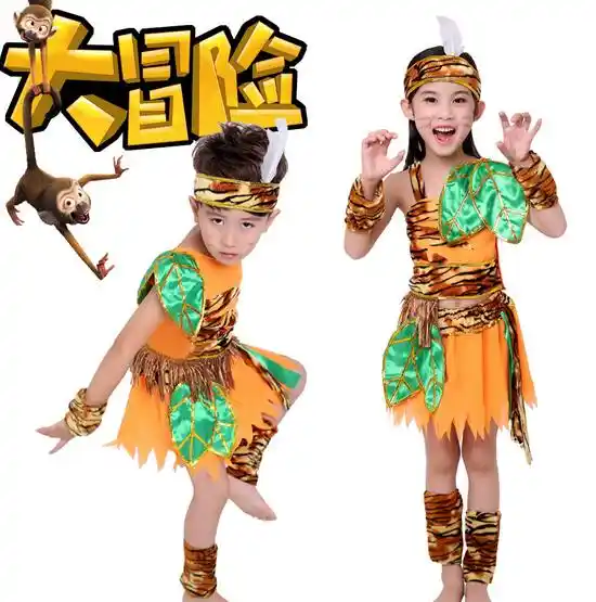 زي الهالوين التنكري للأطفال زي رجل الكسوف الفهد حجر الصياد القبلي الهنود ملابس البنات Costume Boy Cosplay Costumehalloween Cosplay Aliexpress