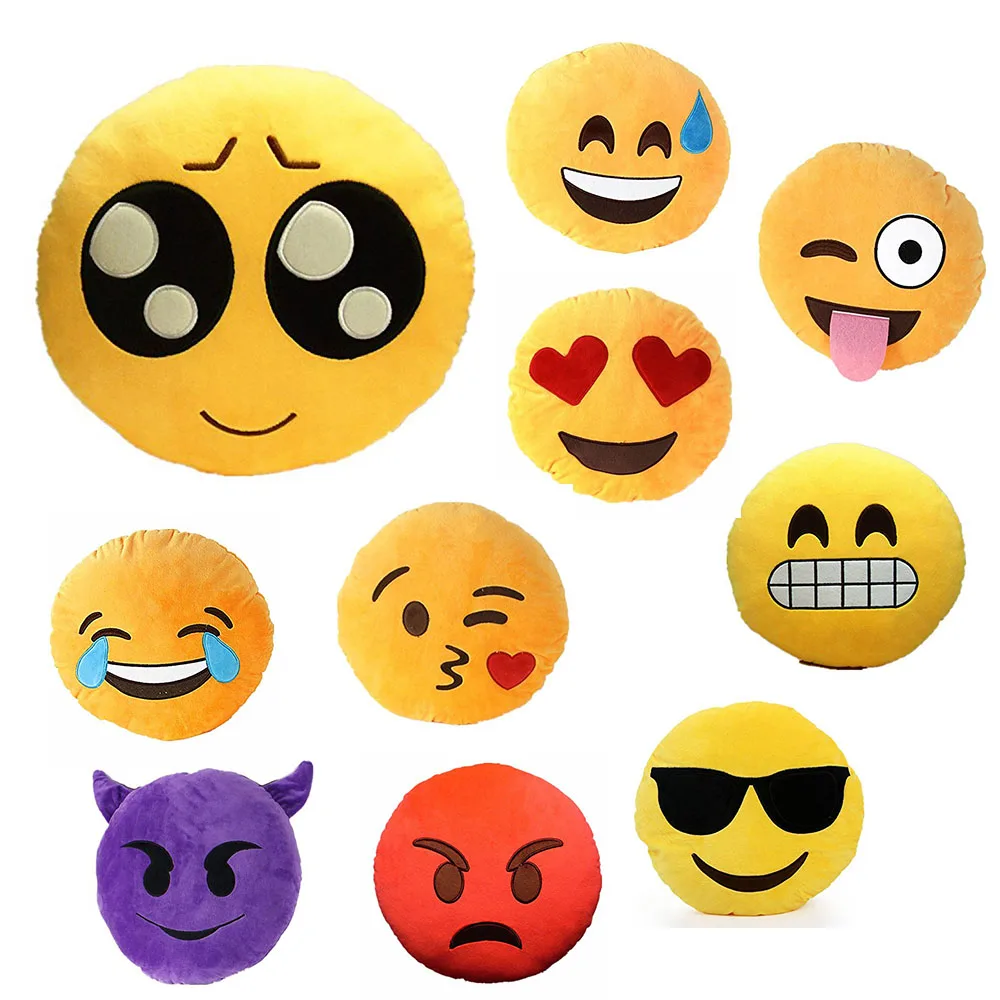 Lembut Emoji Smiley Emoticon Kuning Putaran Bantal Bantal Boneka