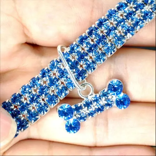 Шикарный горный хрусталь ожерелье ошейник для собак Диаманте и кулон для питомца щенка чихуахуа белый розовый синий