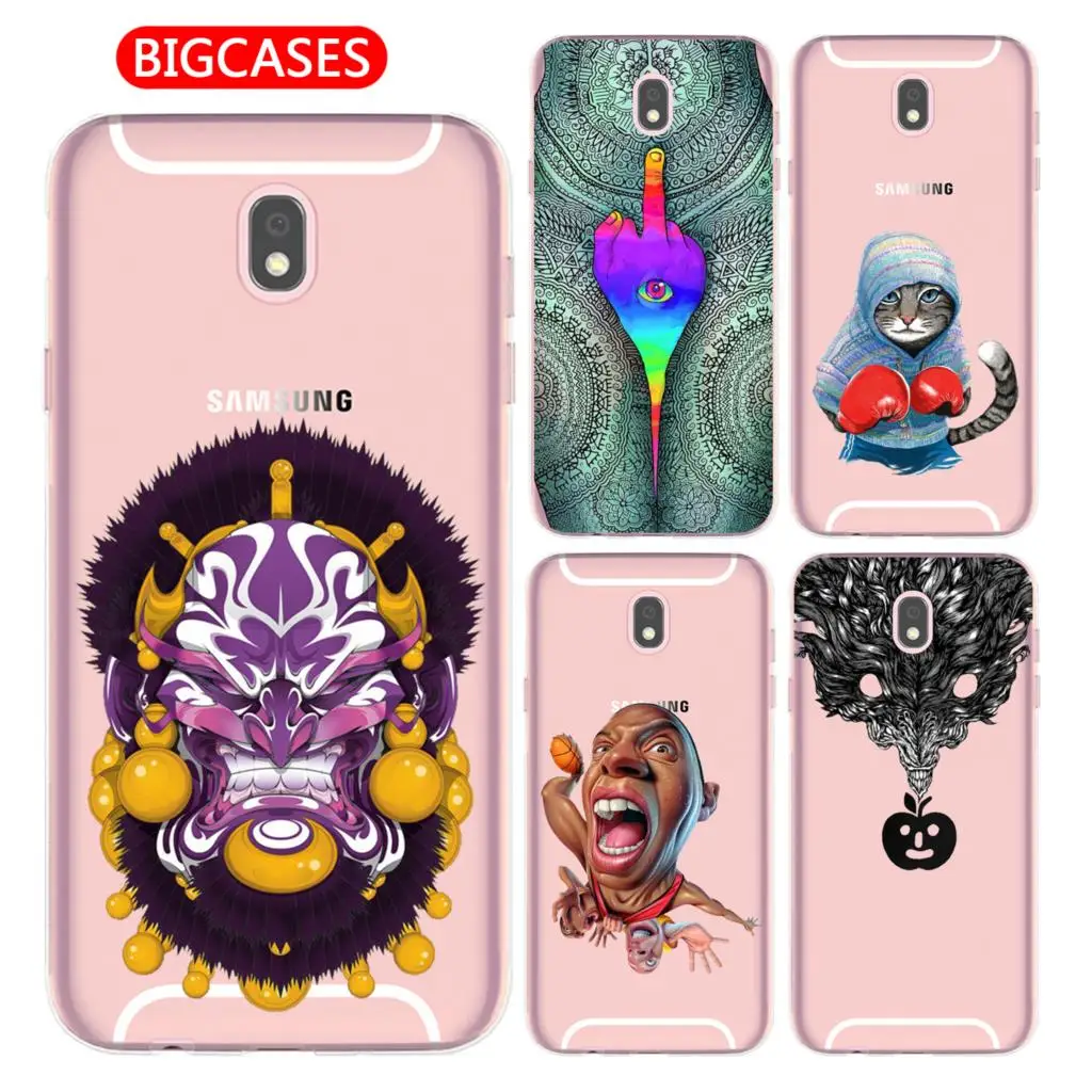 For Samsung Galaxy J5 2017 Case 5.2&quot J530 EU Version Soft TPU Silicone Cool Middle Finger Boxing Cat Mask Painted Phone Cover |