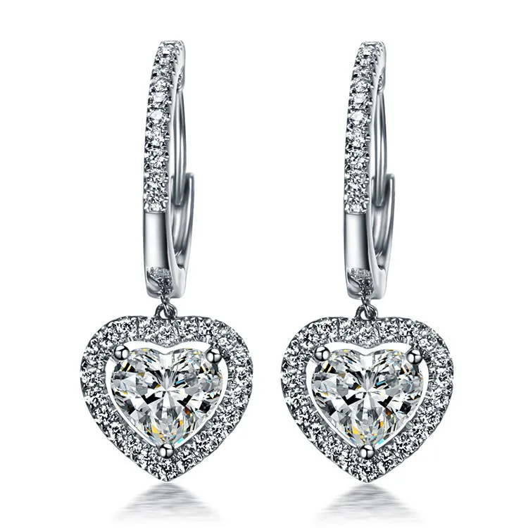 Luxury 1 5 Carats Sona Synthetic Gem Halo Studded Wedding Earrings Luxury 1 5 Carats Sona Synthetic Gem Halo Studded Wedding Earrings Promise Propose Earring Heart Shaped In Stud From Jewelry