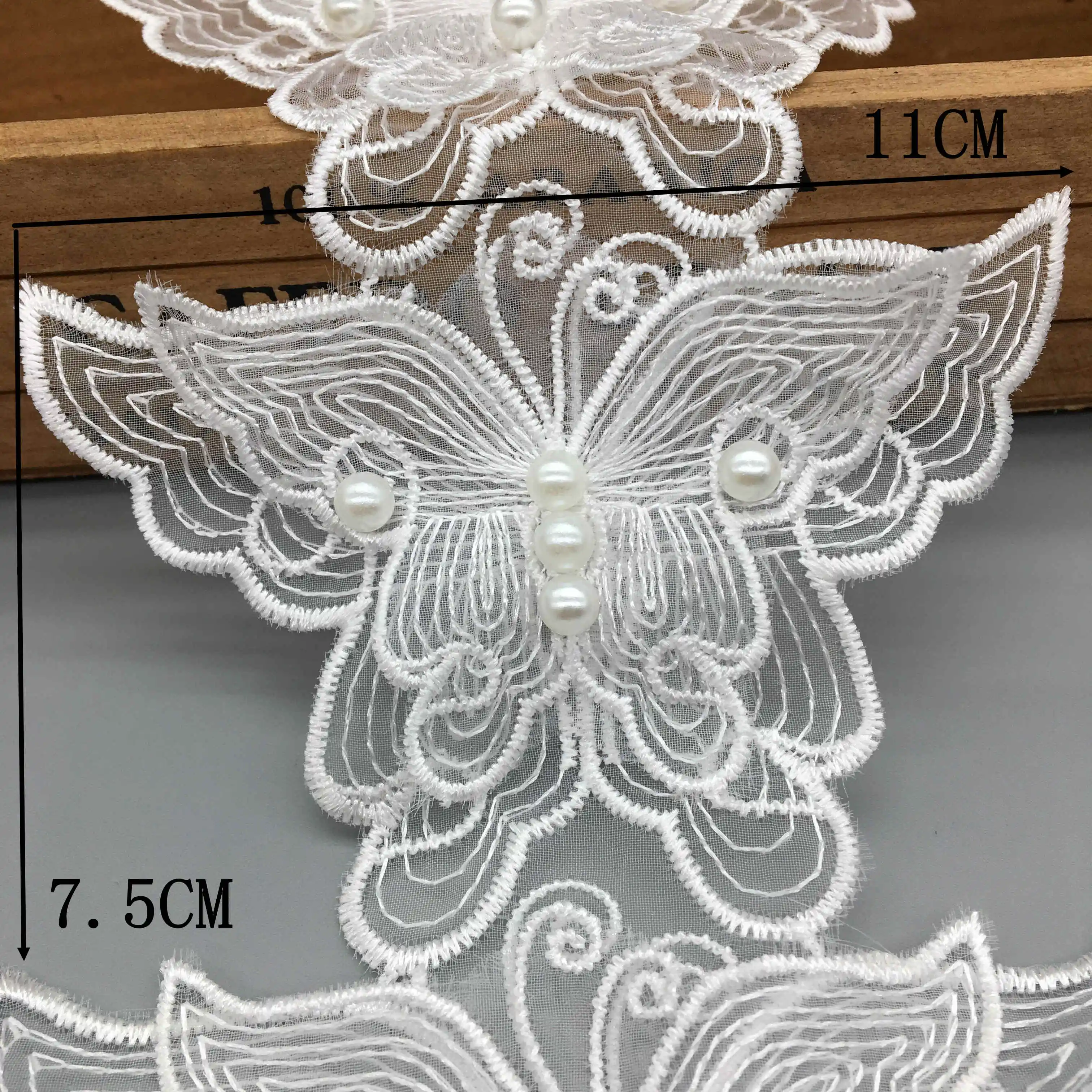 Lace Fabric 5x Latest White Pearl Butterfly Embroidered Trim Ribbon Lady Wedding Dress Handmade DIY Sewing Supplies Craft