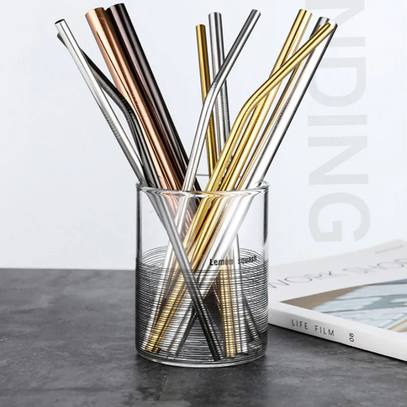 

golden silver black straws diameter 6MM 12MM Straight bending metal straw reusable straw stainless steel straw