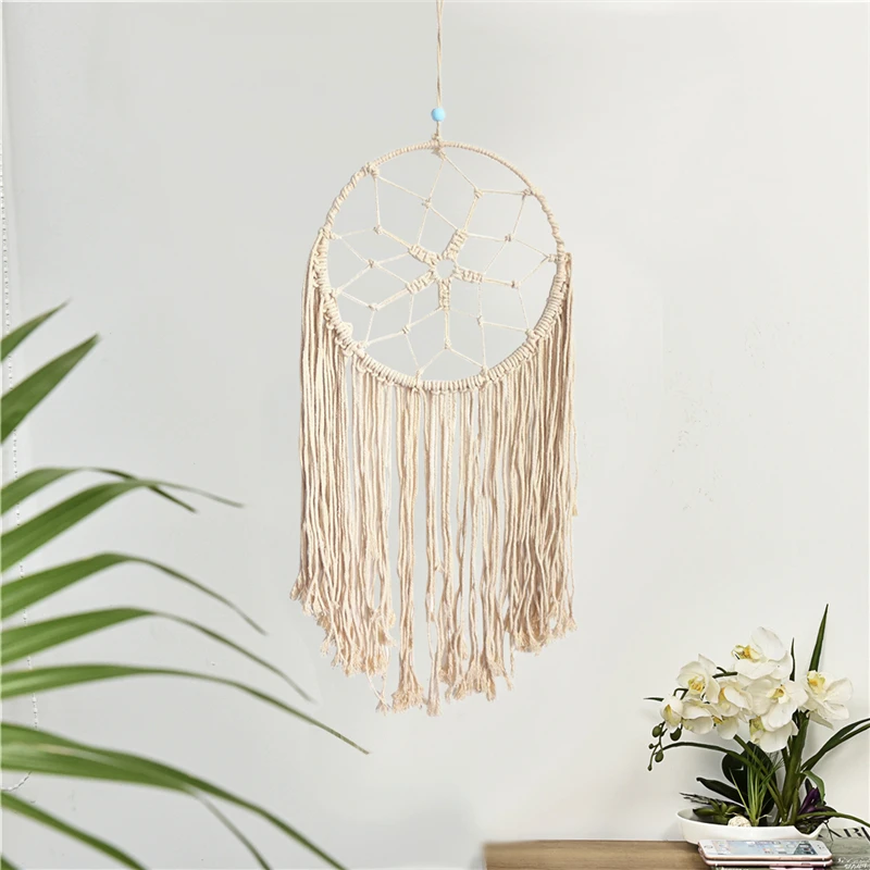 Cotton Yarn Dreamcatcher With Tassels Handmade Wall Hanging Macrame Retro Kids Craft Girls Room Baby Indian Decorations For Home