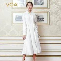 VOA белый плащ большого размера пальто Для женщин с длинными рукавами высокое качество роскошные шелковые облегающий наряд Одежда режим Femme