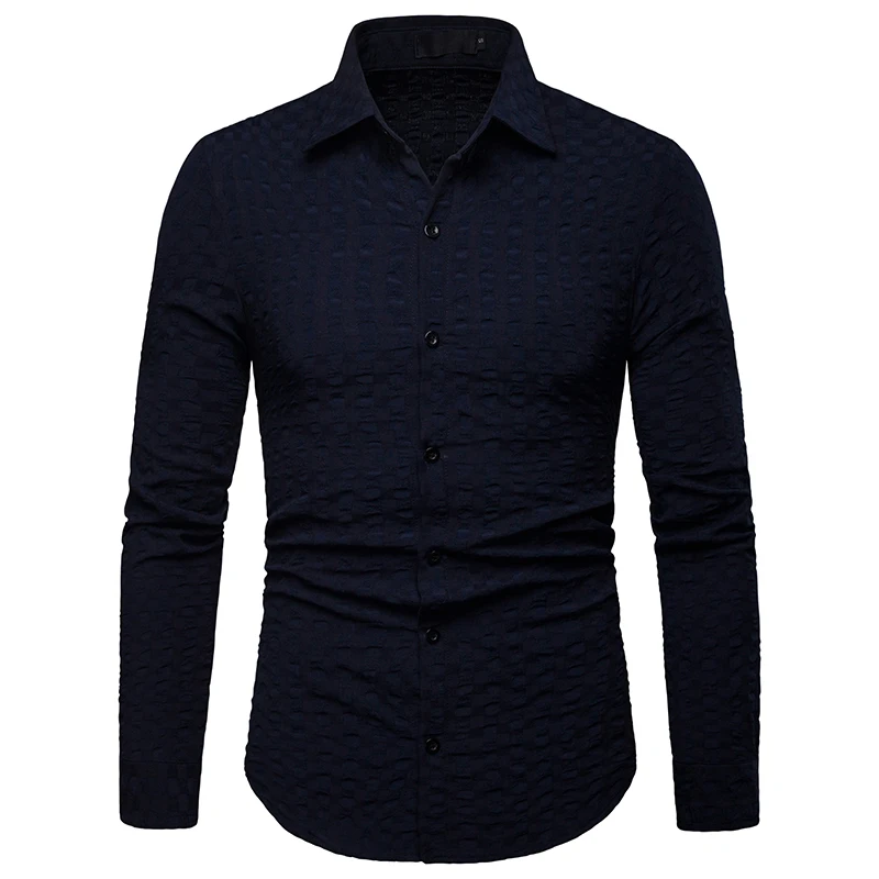 Covrlge новая весенняя Мужская Повседневная рубашка с длинными рукавами Модная элегантная деловая Офисная Рабочая одежда Блузка для мужчин MCL210