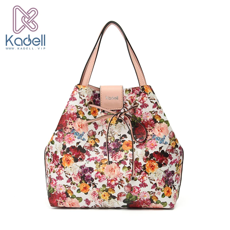 

Kadell New 2017 Fashion Fresh Flower Women Shoulder Bags Luxury Handbags Designer Leather High Capacity Tote Vintage Bucket Bags