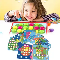 DIY Кнопка ногтей доска патч головоломки малышей интеллектуальной 3D доска головоломки развития интерактивные игрушки обучение