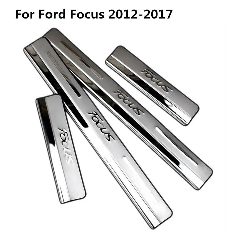 

For Ford Focus 3 2 Hatchback Sedan 2012-2017 external Door Sill Scuff Plate Welcome Pedal Stainless Steel Car Styling Accessorie