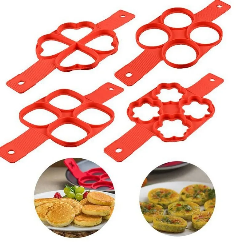 

Silicone Fried Egg Ring Maker Non Stick Pancake Maker Cooking Tool Cheese Egg Pan Flip Eggs Mold Kitchen Baking Accessories