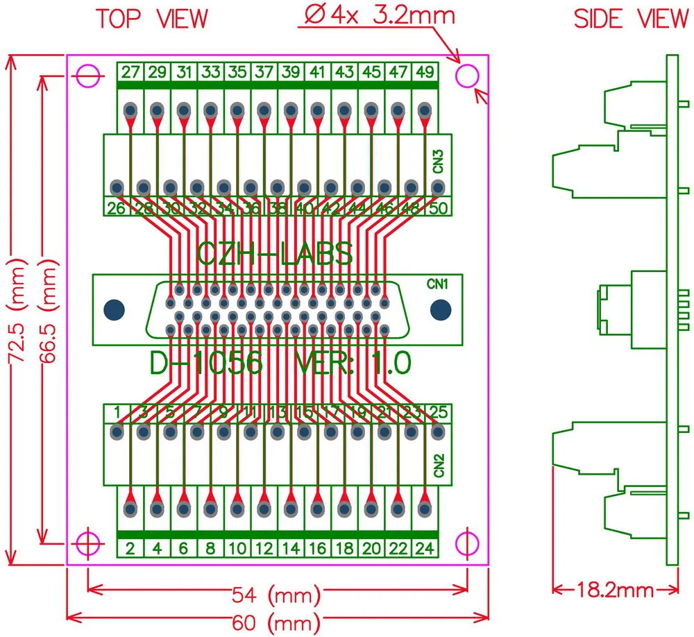 50 pin Half Pitch/0.05" D SUB Female Breakout Board, DSUB, SCSI, Terminal Module-in Electronics Stocks from Electronic Components & Supplies on ...