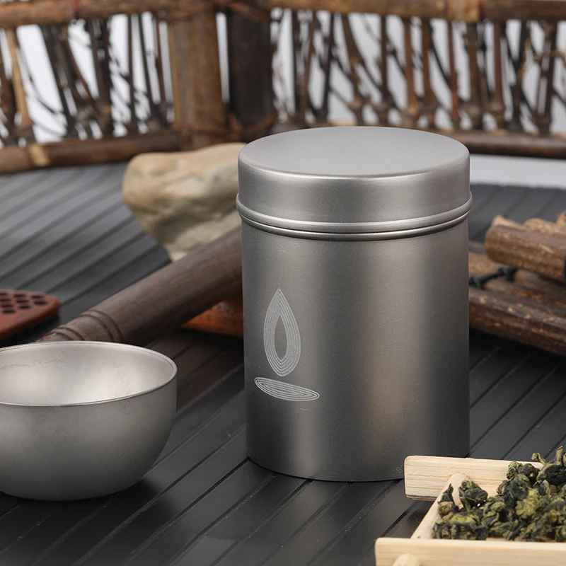

Tiartisan Pure Titanium Tea Caddy Airtight Canister for Travel Tea Coffee Sugar Storage Loose Leaf Tea Tin Containers Ta8605