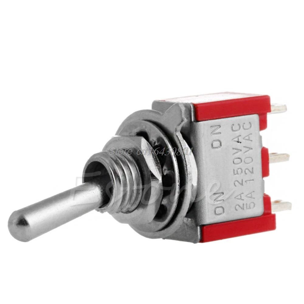 

5A/125VAC 2A/250VAC ON/ON SPDT 3 Pin 3-Terminals Miniature Toggle Switch S08 Drop ship