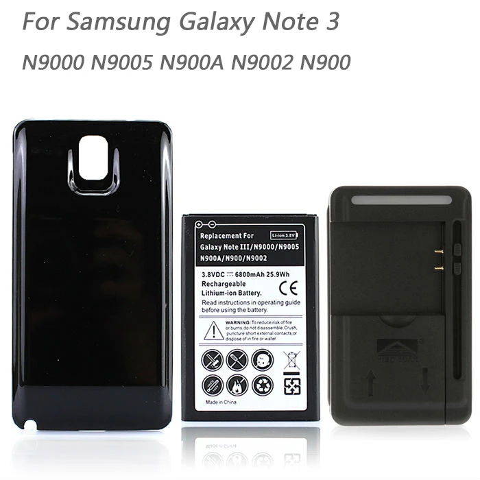 imágenes para Para Samsung Galaxy Note N9000 N9005 3 N900A N900 N9002 Alta capacidad de la Batería Del Teléfono 6800 mAh + Caso de La Contraportada + USB de La Pared cargador imágenes para Para Samsung Galaxy Note N9000 N9005 3 N900A N900 N9002 Alta capacidad de la Batería Del Teléfono 6800 mAh + Caso de La Contraportada + USB de La Pared cargador