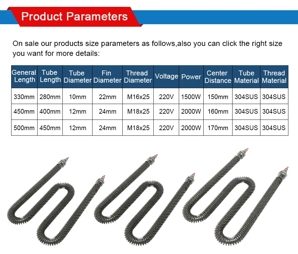 LJXH 220 В нагревательный элемент W Тип Нержавеющая сталь Электрический оребренный трубчатый нагреватель 1500 Вт/2000 Вт/2000 Вт W форма 304 нержавеющая сталь