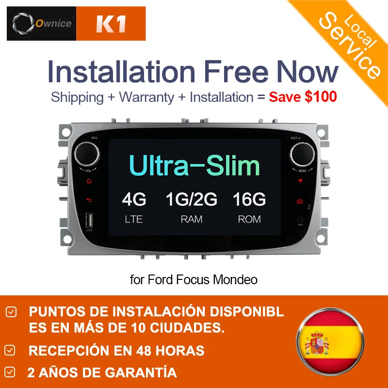 Ownice K1 Android 8.1 Car DVD Player 2 Din radio GPS Navi for Ford Focus Mondeo Kuga C-MAX S-MAX Galaxy Audio Stereo Head Unit
